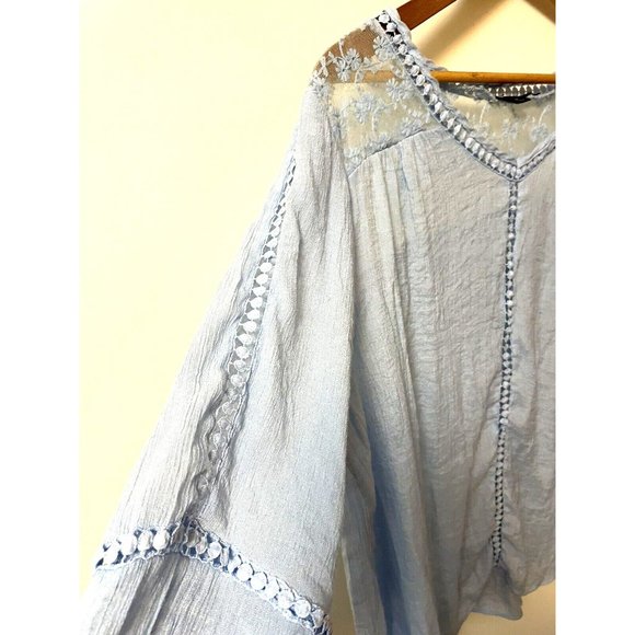Zac and Rachel Brand Light Blue Bohemian Top Blouse 3X Great Condition - Picture 4 of 5